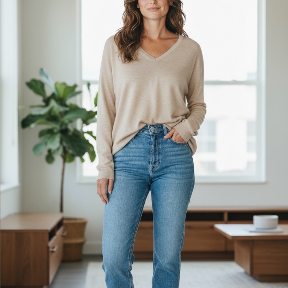Reformation Silk Cashmere Sweater Medium Camel